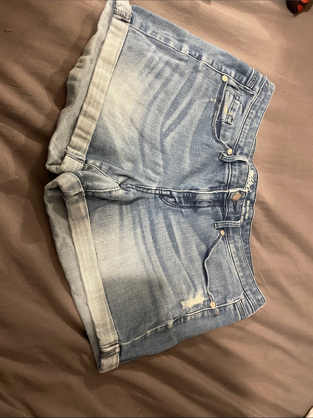Light Blue Rolled-Hem Denim Shorts - Women's Casual Jean Shorts